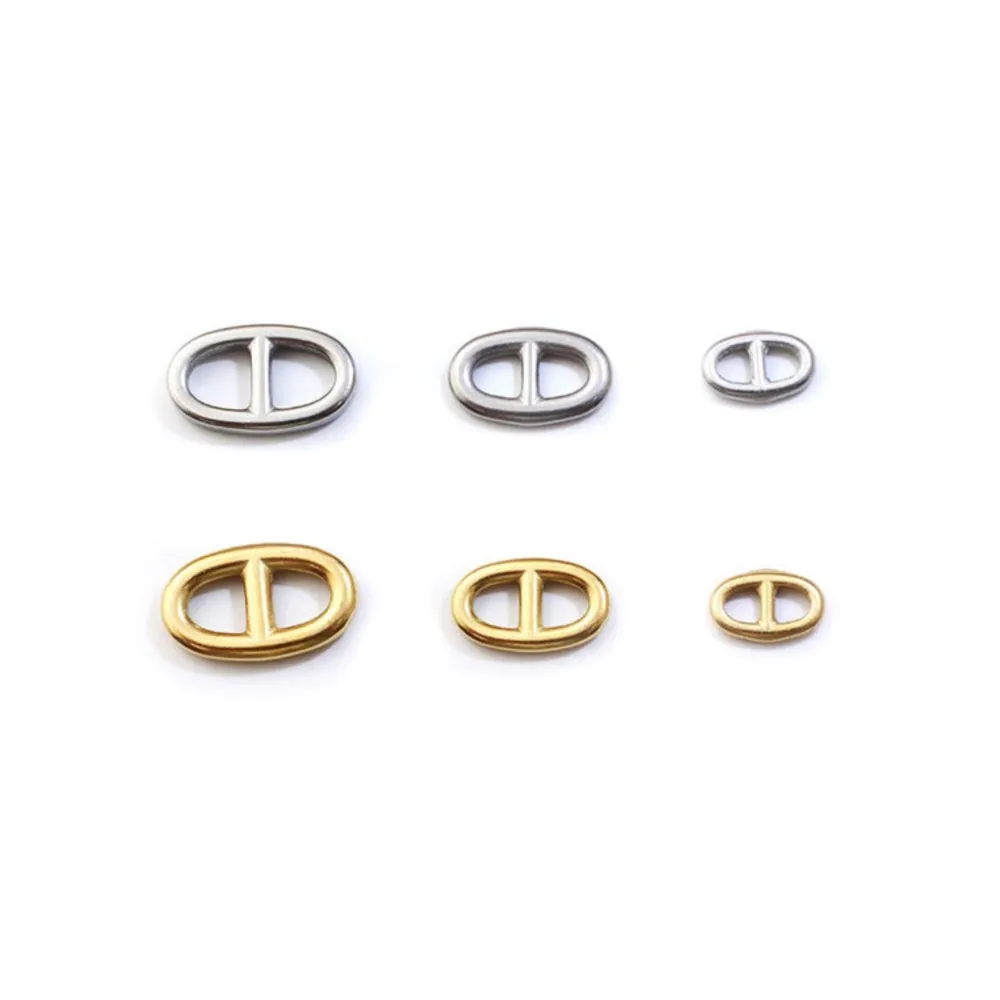 5Pcs Stainless Steel Oval Pig Nose Charms Connectors Pendant Accessories For DIY Jewelry Making Necklace Bracelet Findings