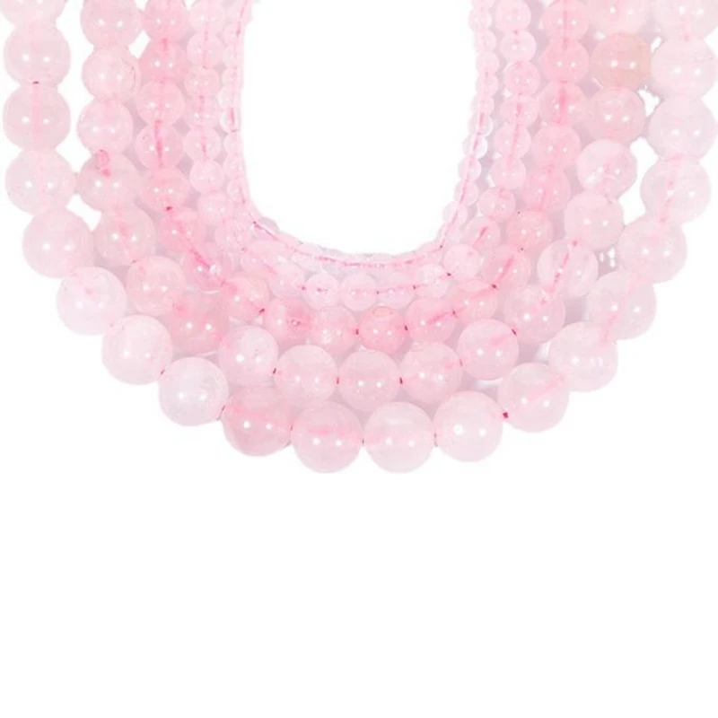 5 Strands/pack Natural Rose Quartz Loose Beads For Jewelry Making 4mm -12mm