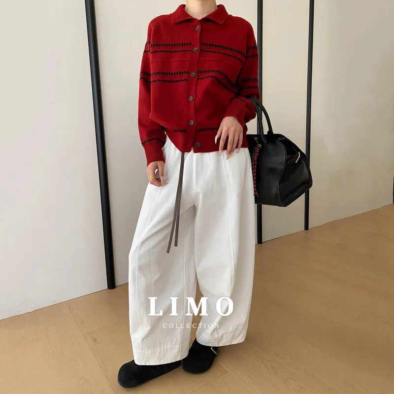 

LIMO Vintage Simple Knit Cardigan Women 2025 Spring Summer New Y2K Color Block Jacquard Design Lightweight Short