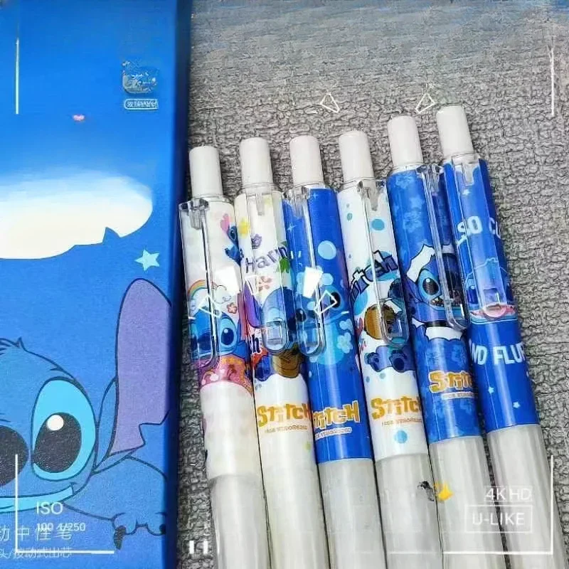 Kawaii Stitch Gel Pen Japanese Anime New Style Stitch Brushing Pen Cute Black School Supplies Girly Heart Birthday Gift