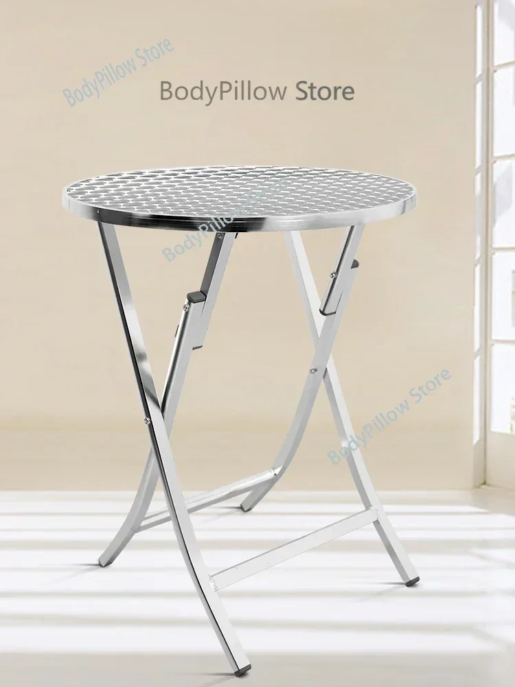 Stainless Steel Dining Table Aluminum Alloy  Living Room Home Square Rental House  Round Fold