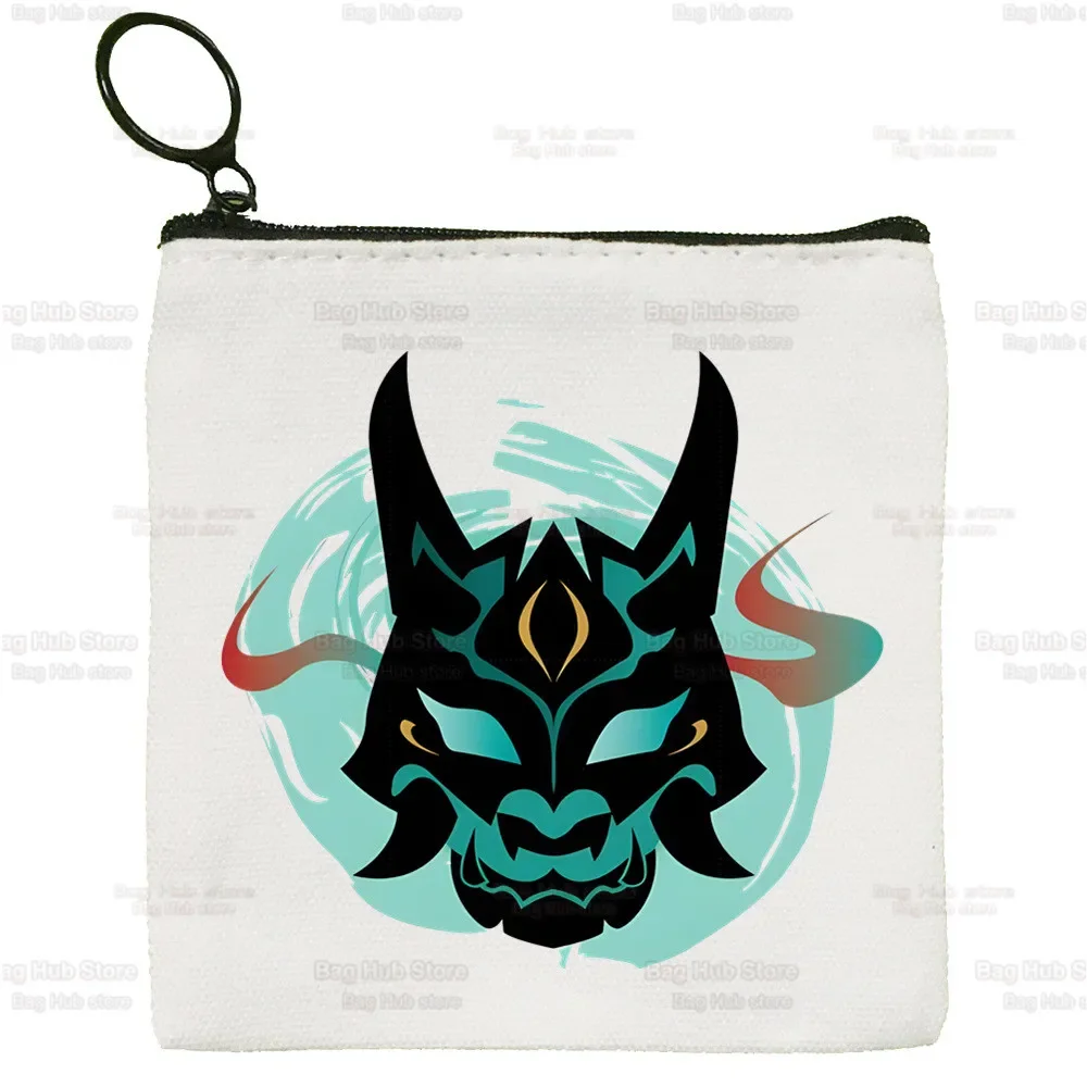 Xiao Anime Game Bag Pure White Bag Handmade Cloth Bag Genshin Impact Coin Purse Bag Handbag Cute Canvas Key Case Coin Purse