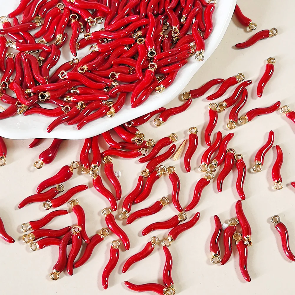 20 unids/pack colorido Chili Pimienta aleación esmalte encantos pimienta vegetal colgante DIY pulsera encanto pendiente colgantes joyería hacer