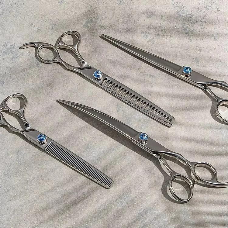 4PCS Professional PET Grooming Scissors Kit – SUS440C Steel Cutting & Thinning Scissors