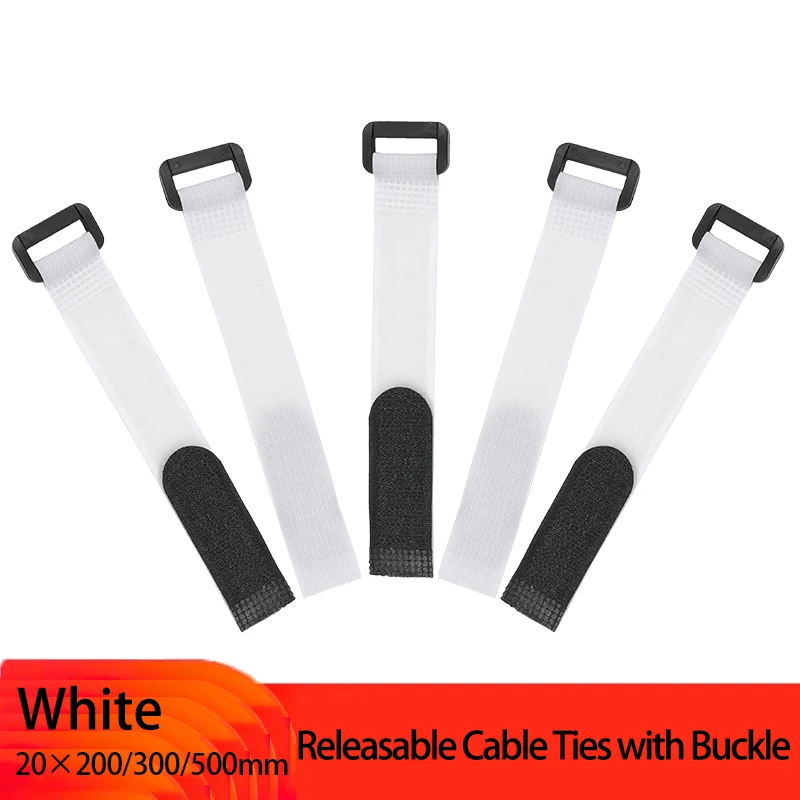 White 20×200/300/500mm Cable Tie Non-slip Firm Reverse Buckle Fishing Tackle Rod Holder Accessories Reusable Self Adhesive Ties