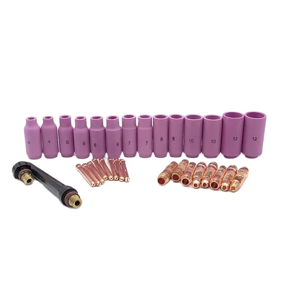 

32pcs Tig Welding Torch Accessories WP 17 18 26 Master Kit Consumables Ceramic Nozzle Collet Body Collet And Backcap