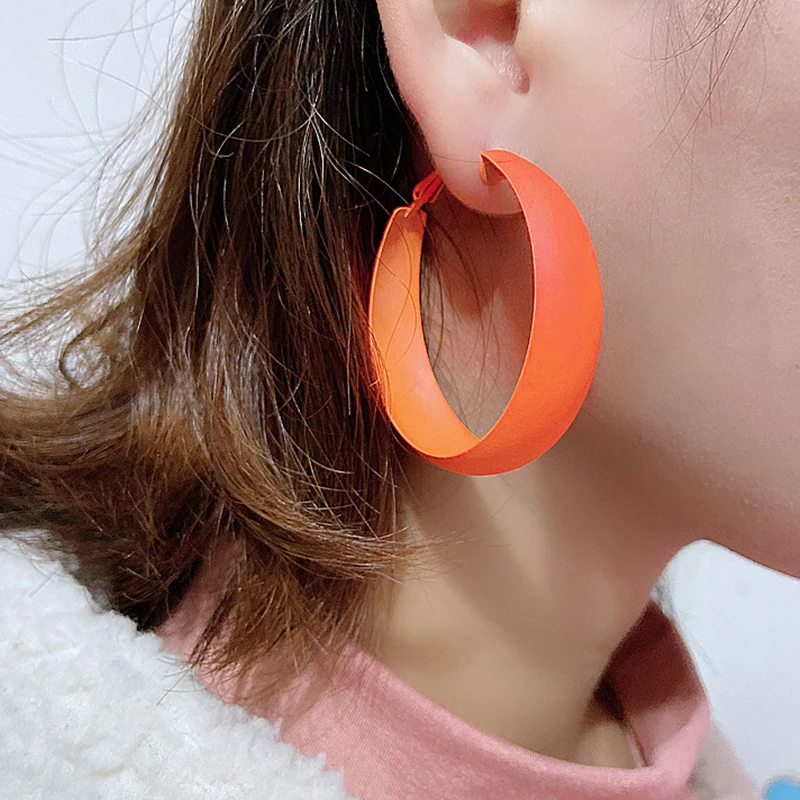 Big Hoop Earrings For Women Punk Exaggerated Fluorescent Color Earings Fashion Jewelry Statement Trendy Ring Earrings Jewelry