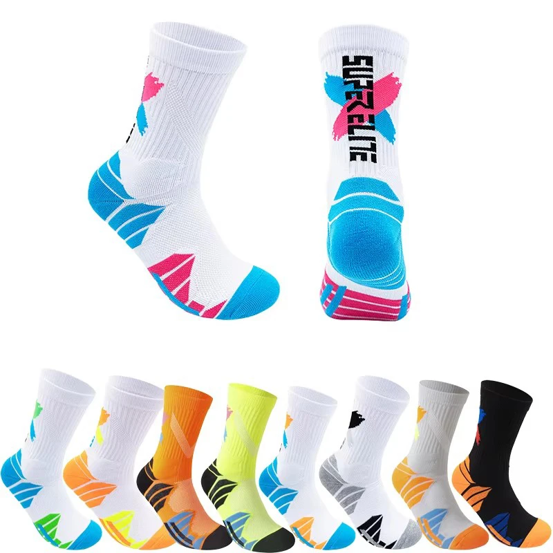 Men's High Tube Professional Practical Basketball Socks Contrast towel bottom thickened shock absorption Women football Socks
