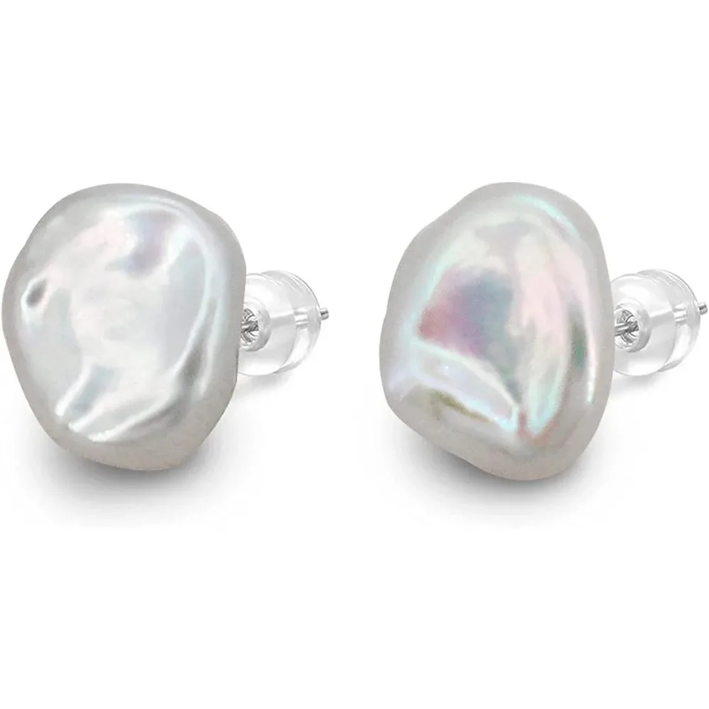 

YWYC 2025 New In 7-8mm Baroque Freshwater Pearl Earrings S925 Sterling Silver Keshi Pearl Stud Earrings for Women Jewelry Gift