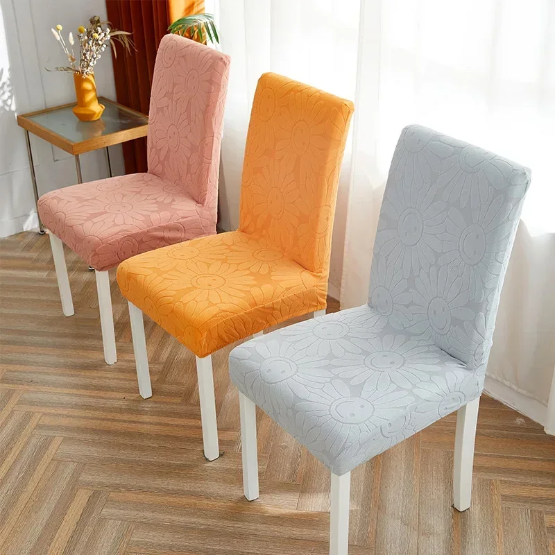 

Chair Cover for Dining Room Stretch Jacquard Dining Chair Cover Slipcover Elastic Spandex Kitchen Chair Cover 1/4/6 Pieces