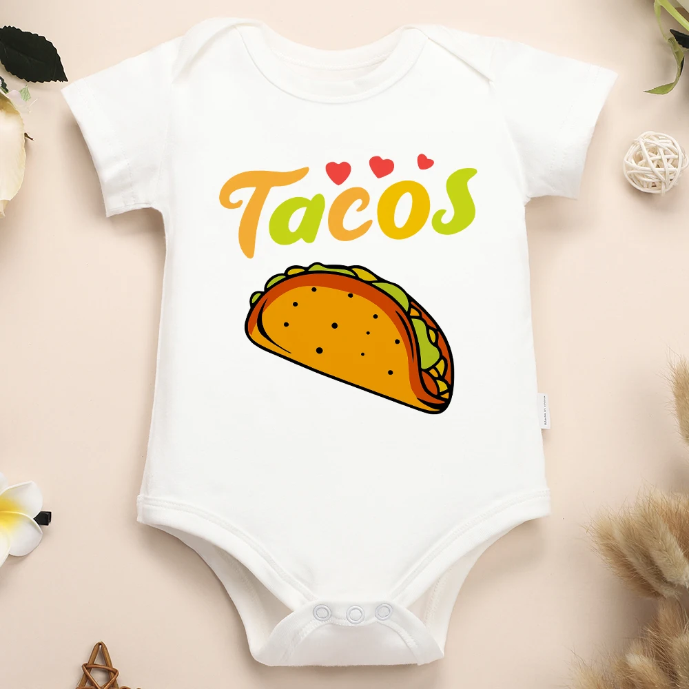 American Style Tacos Baby Boy and Girl Clothes Bodysuit Short Sleeve Summer Breathable Infant Onesie Cotton Cheap Hot Sale