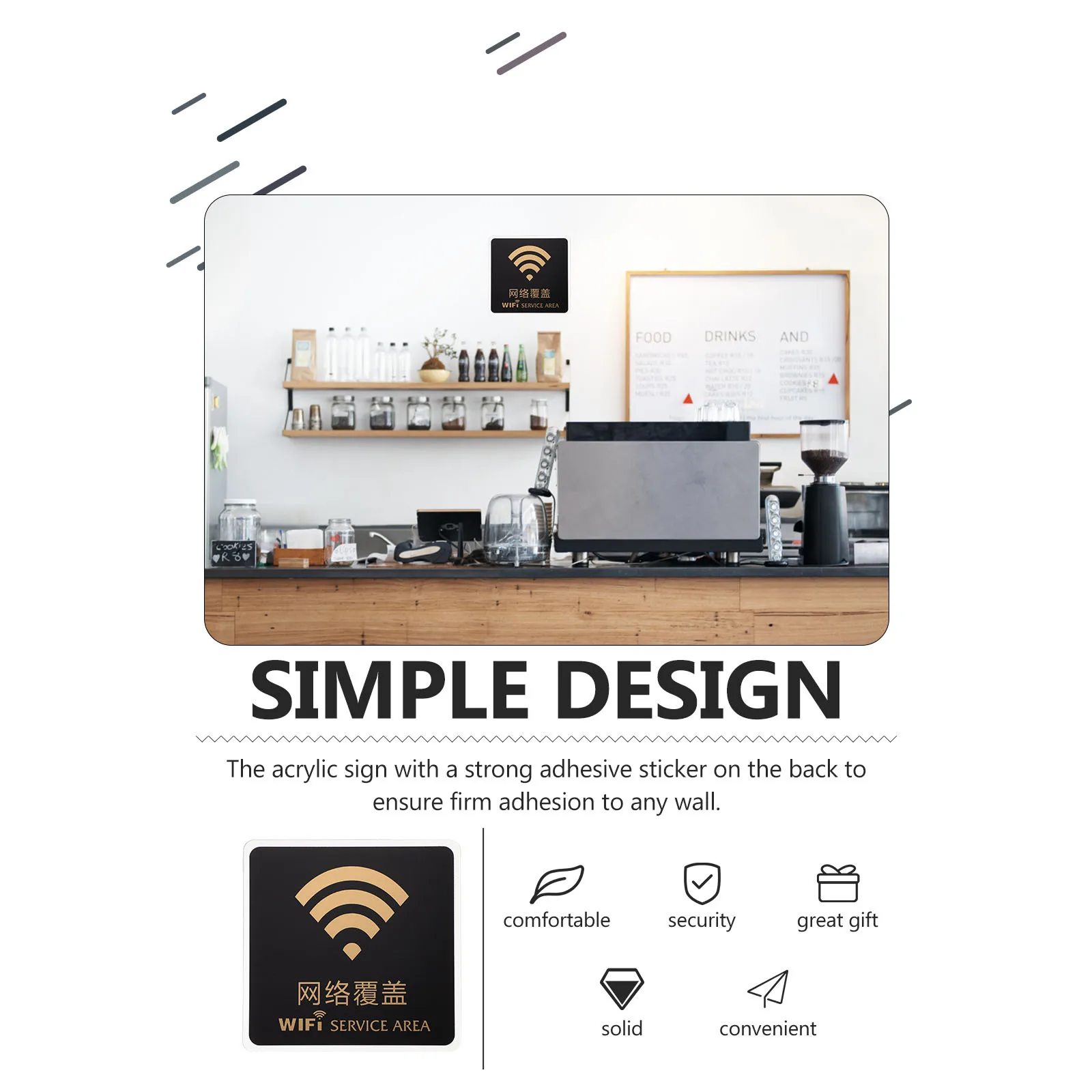 

Wifi Sign For Guests Acrylic Tabletop Decorative Board Home Office Hotel Restaurant Shop Wall Mountable Adhesive Backing Easy
