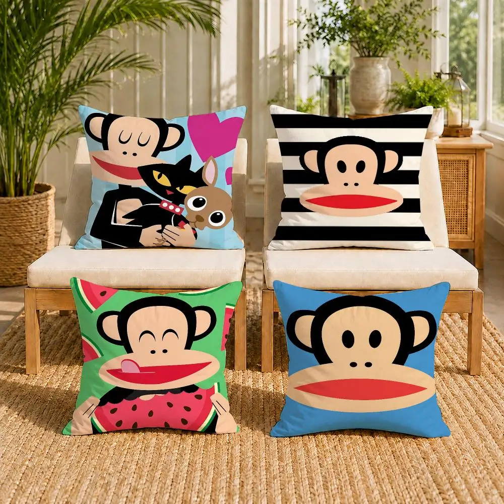 P-Paul Frank Funny Cushion Cover Soft Short Plush Double-Sided Print Throw Pillow Case Home Decor Gift