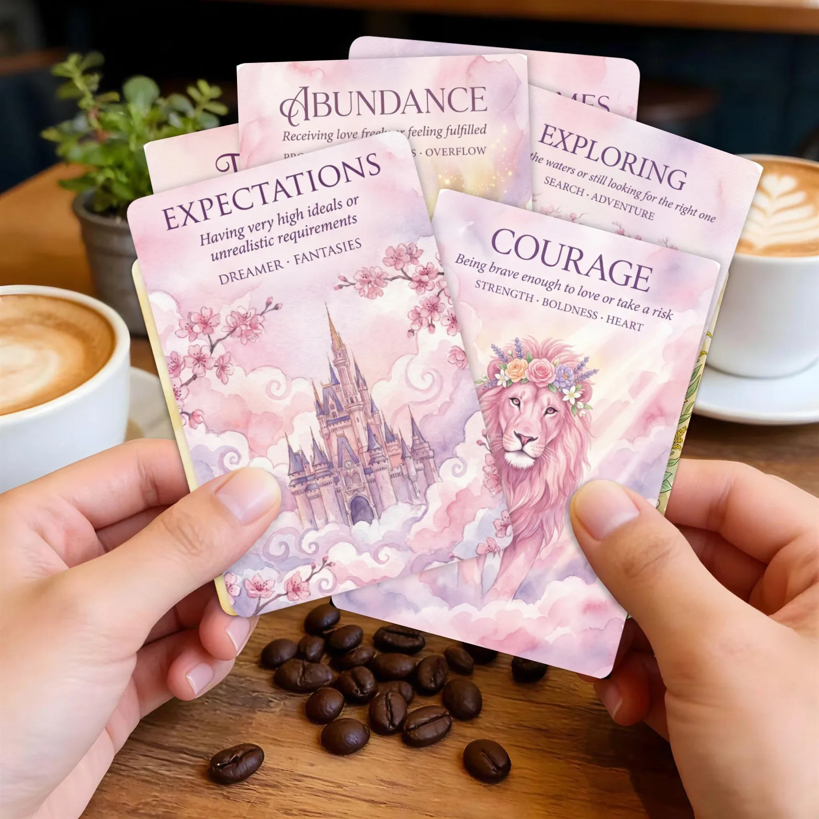 36pcs Floral Watercolor Oracle Cards Aesthetic Warm Illustrations Spiritual Healing Guide Card For Inner Growth Daily Meditation