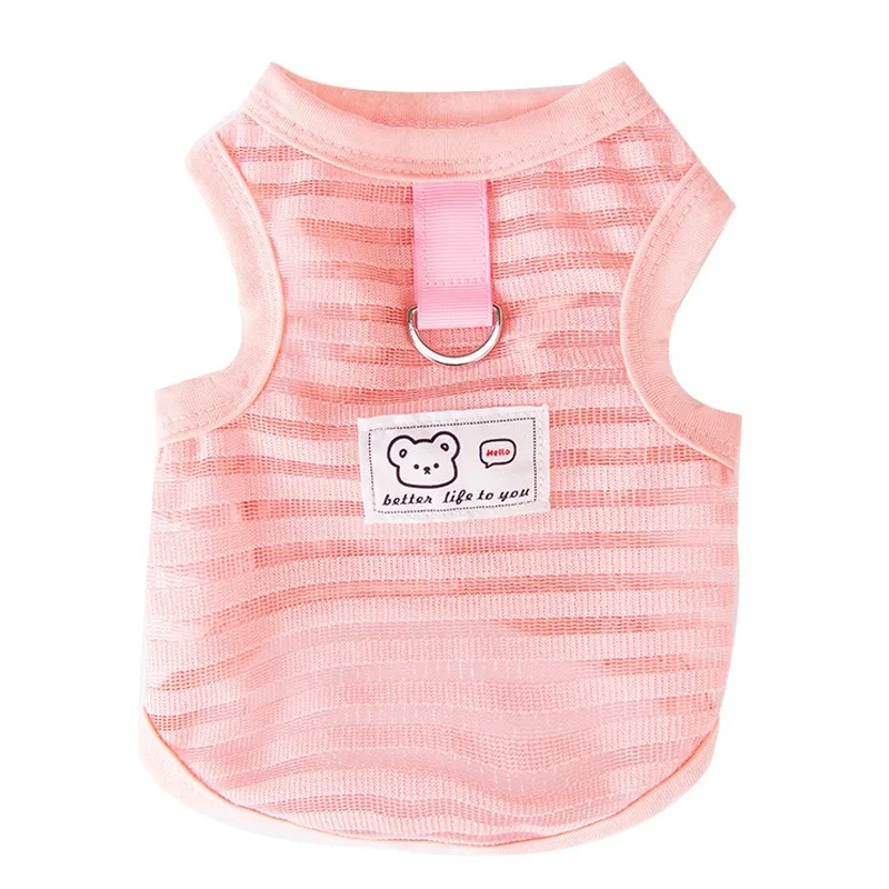 

Dog Cat Summer Clothes Breathable Mesh Stripe Vest Thin Lightweight Harness Outfit Pet Clothing for Puppy Small Dogs Spring Wear
