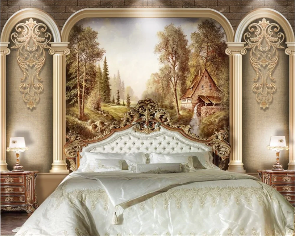 beibehang papier peint Customized European style Roman column art retro living room sofa TV background wallpaper