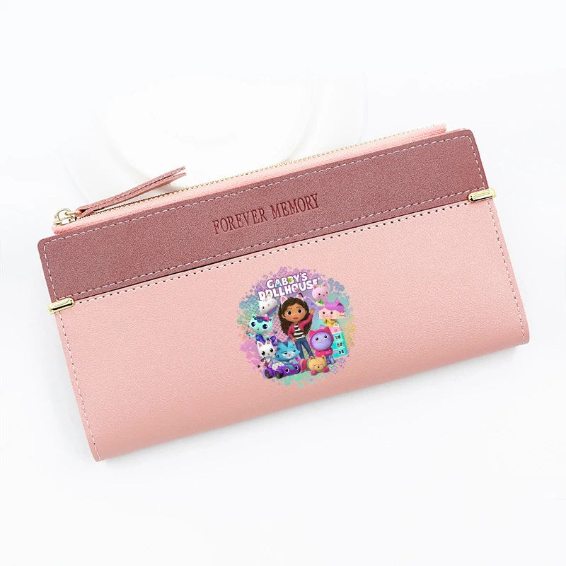 Gabby Dollhouses Wallet PU Leather Splicing Leather Button Long Female Multiple Bank Card Holder Lady Coin Purse Money Clip Girl