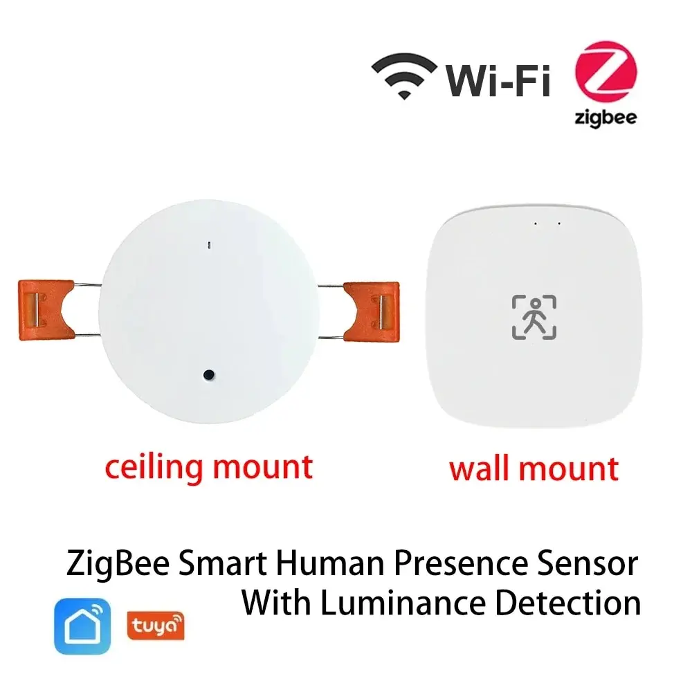 

Tuy WiFi/ZigBee 5.8G MmWave Human Presence Motion Sensor With Luminance/Distance Detection Smart Life Home Automation 5/110/240V