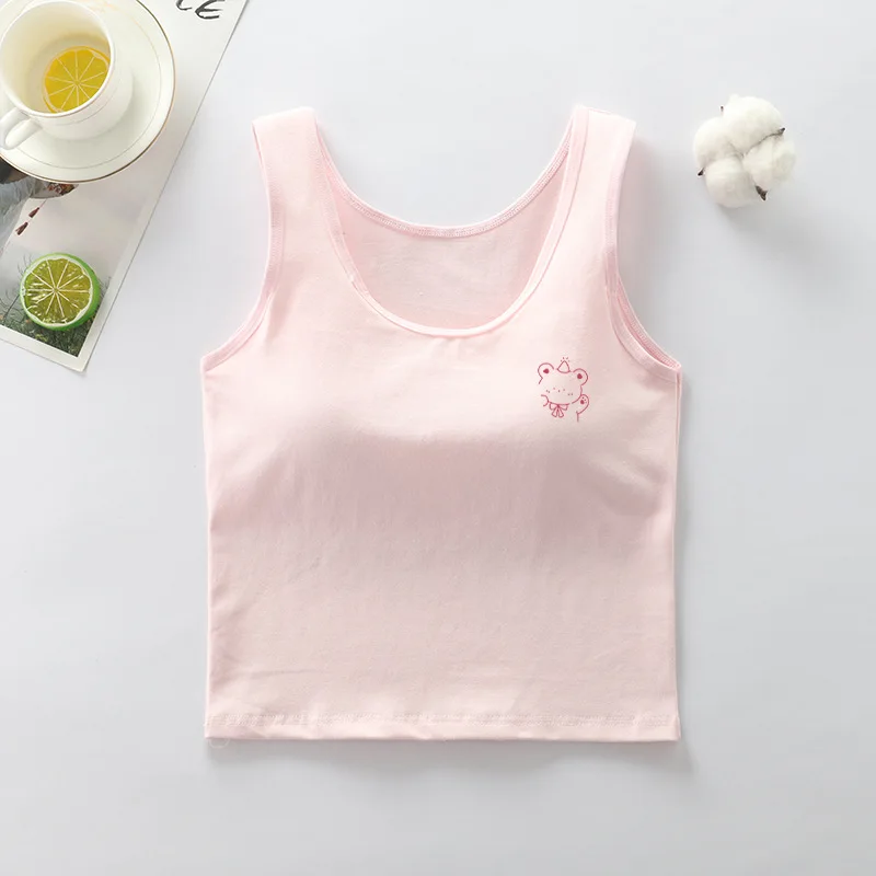 1 قطعة القطن الأطفال تانك القمم المراهقين الملابس الداخلية الاطفال سترة رياضية طالب في سن المراهقة المرحلة التنموية Underwaist مع كوب مبطن