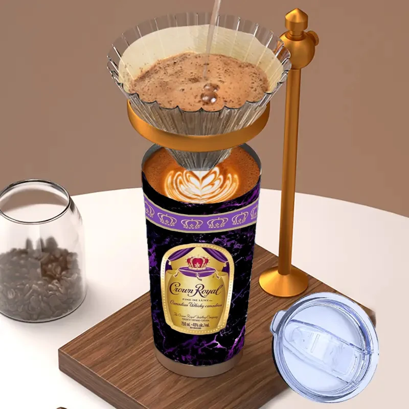 1 قطعة 20 أوقية كراون رويال ويسكي تحت عنوان الفولاذ المقاوم للصدأ، مانعة للتسرب، معزولة، غير قابلة للانزلاق، مقاومة للكسر، مثالية لعيد الميلاد