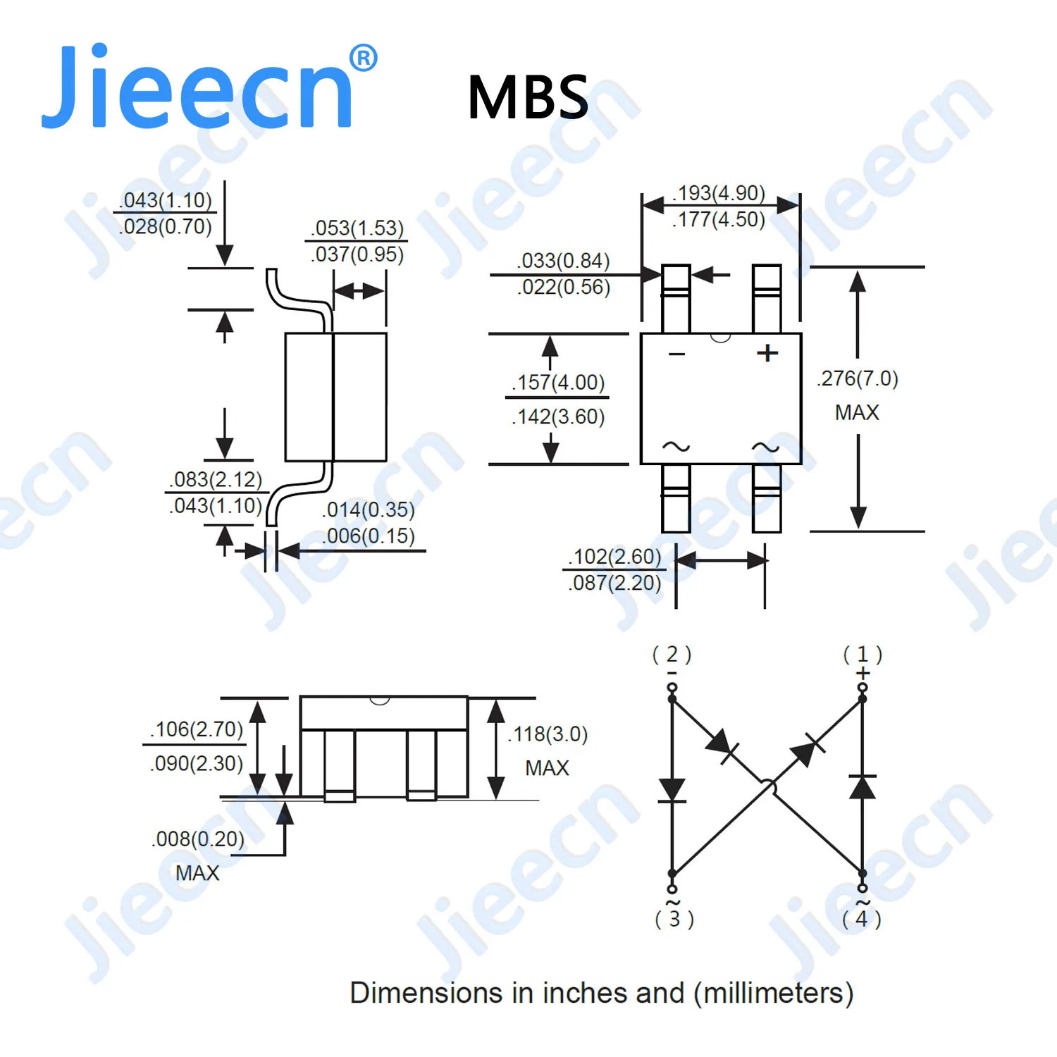 3000PCS 5000PCS SOP-4 MB6S MB8S MB10S MB6F MB10F 0.5A 600V 800V 1000V SOP4 Single Phases Bridge Chinese High quality MBF MBS