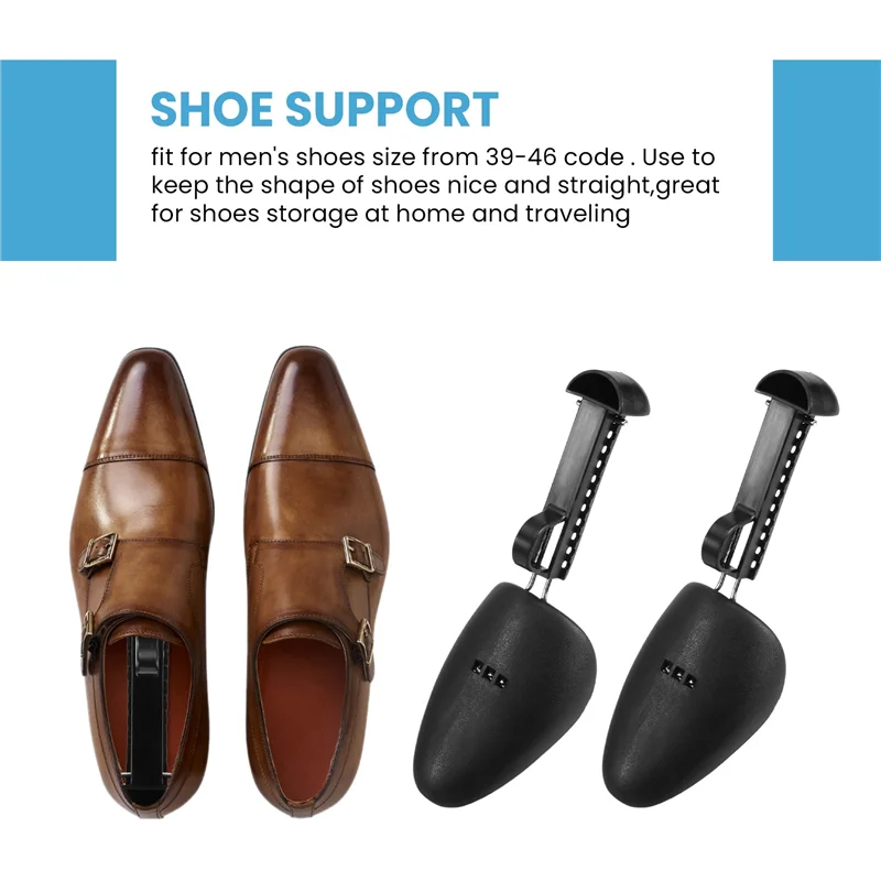 

CYGJ-5 Pairs Practical Plastic Adjustable Length Men Shoe Tree Stretcher Boot Holder Organizers (5 Pairs Black)