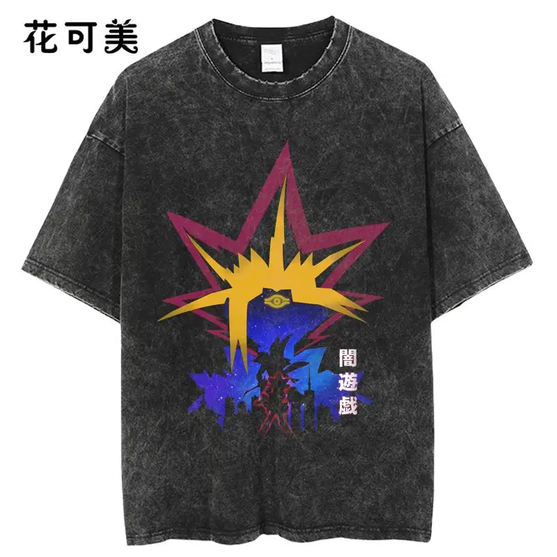 

Популярная японская аниме-игра Wang Shui Wash, старая винтажная футболка с короткими рукавами из чистого хлопка Yu-Gi-Oh! Игра Duel MonstersKing