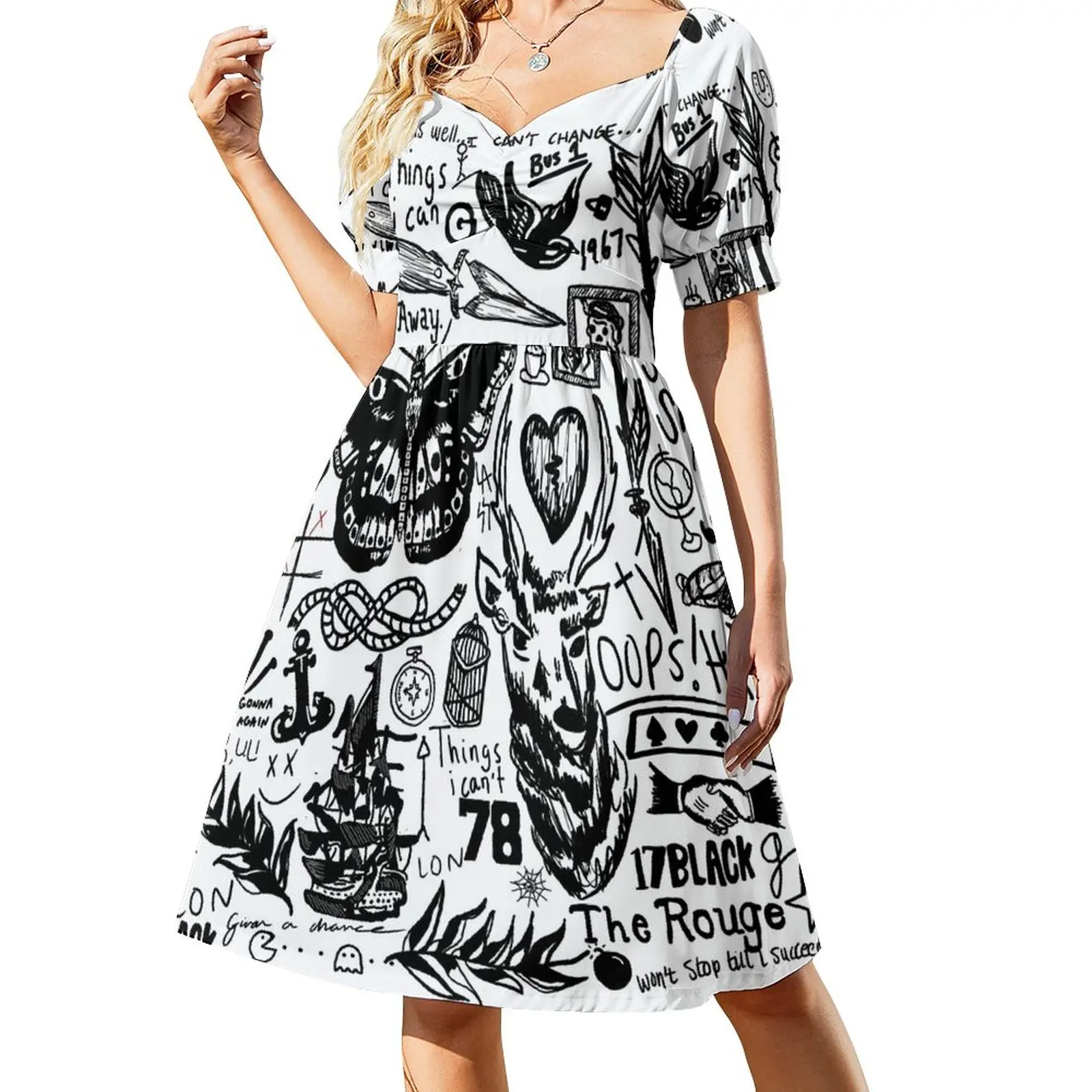 

Tattoos Collage Dress long dress women summer evening dress woman