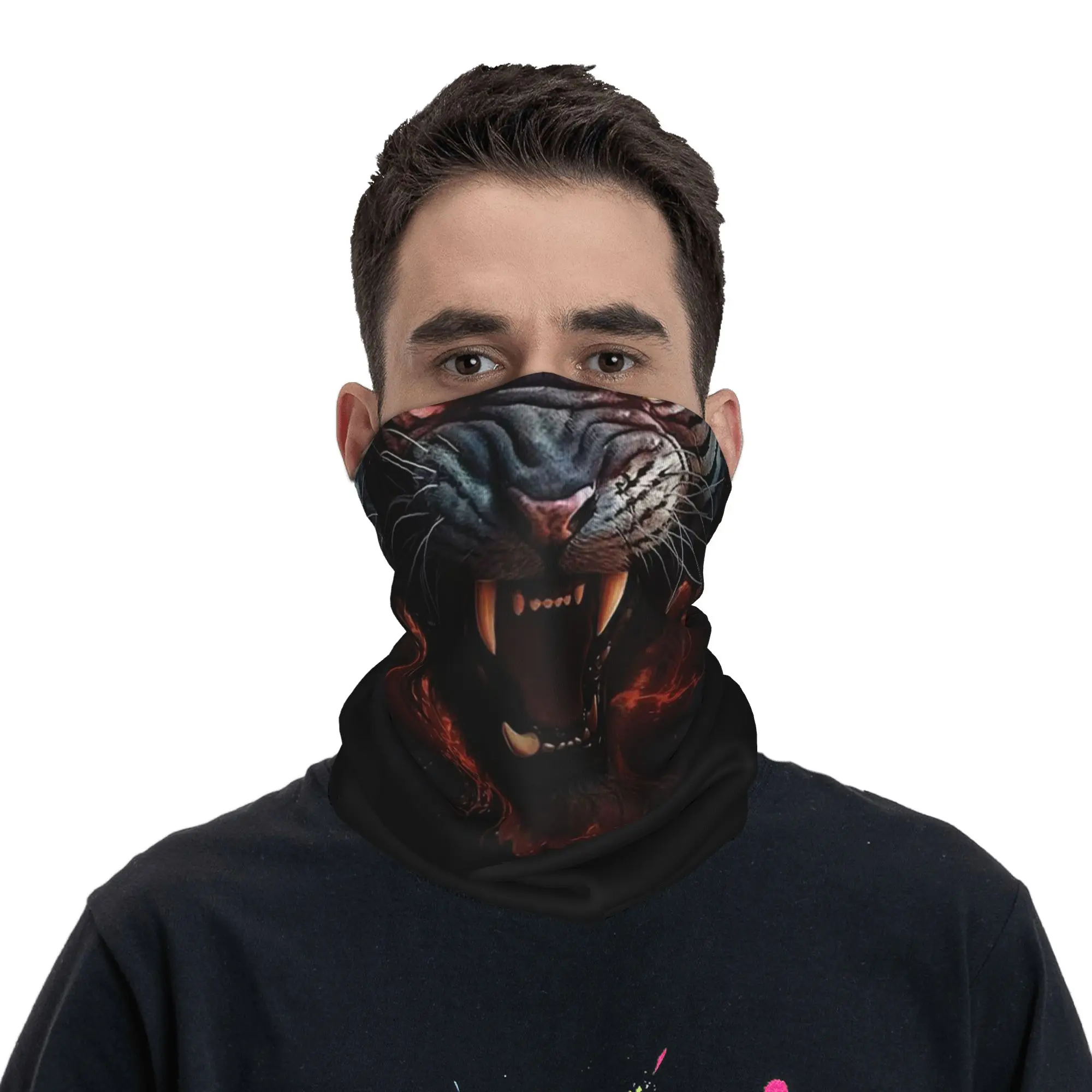 

Wild Tiger Design Bandana Neck Gaiter Printed Face Scarf Balaclava Cycling for Men Women Adult All Season