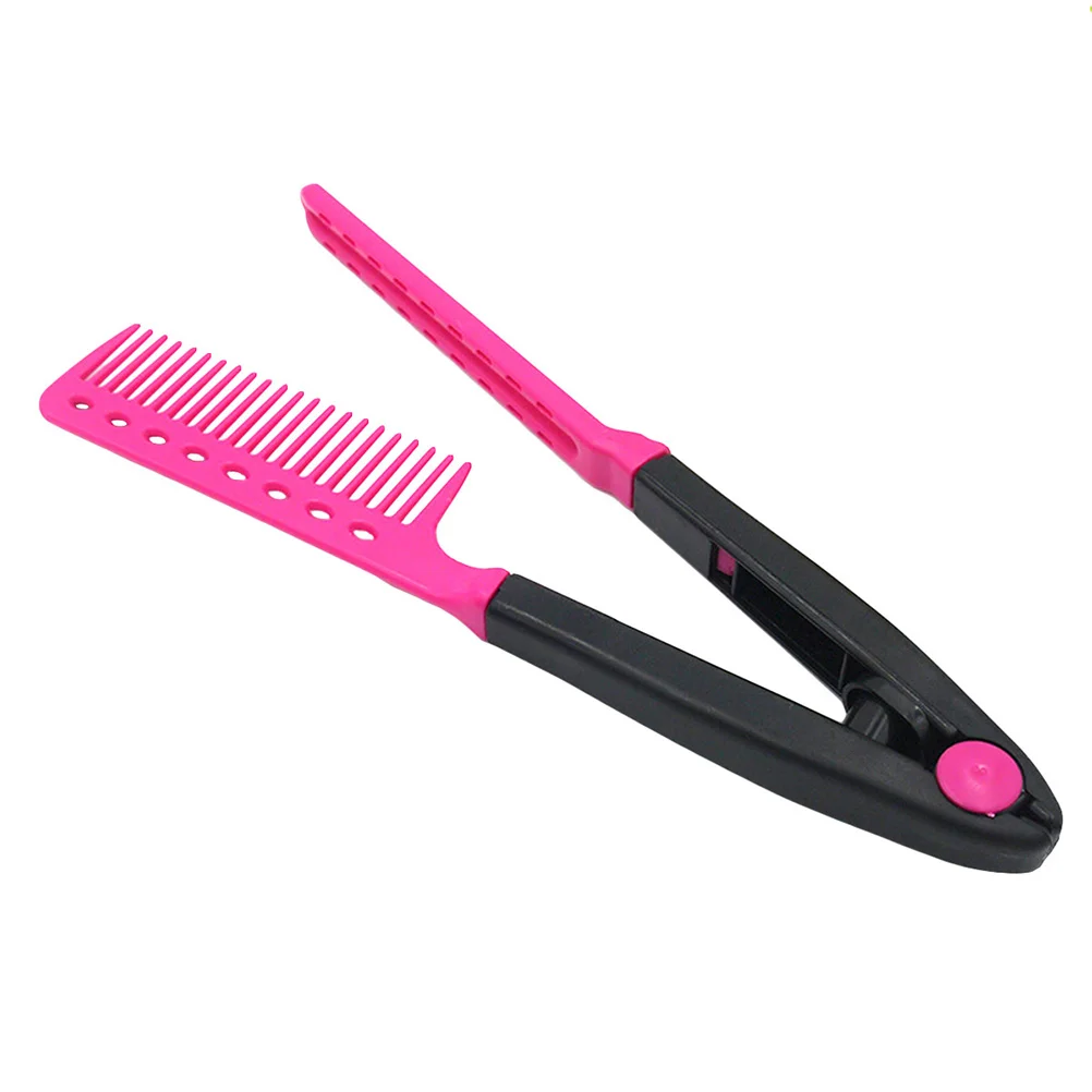 4 Pcs Hair Comb V-Shaped Clip Straightening Brush Plastic Straightener Pressing Hairdressing Tools