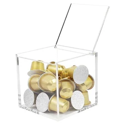 Acrylic Capsule Coffee Storage Box Holder Transparent Dustproof Case With Lid For Home, Bar, Office, Restaurant And So On