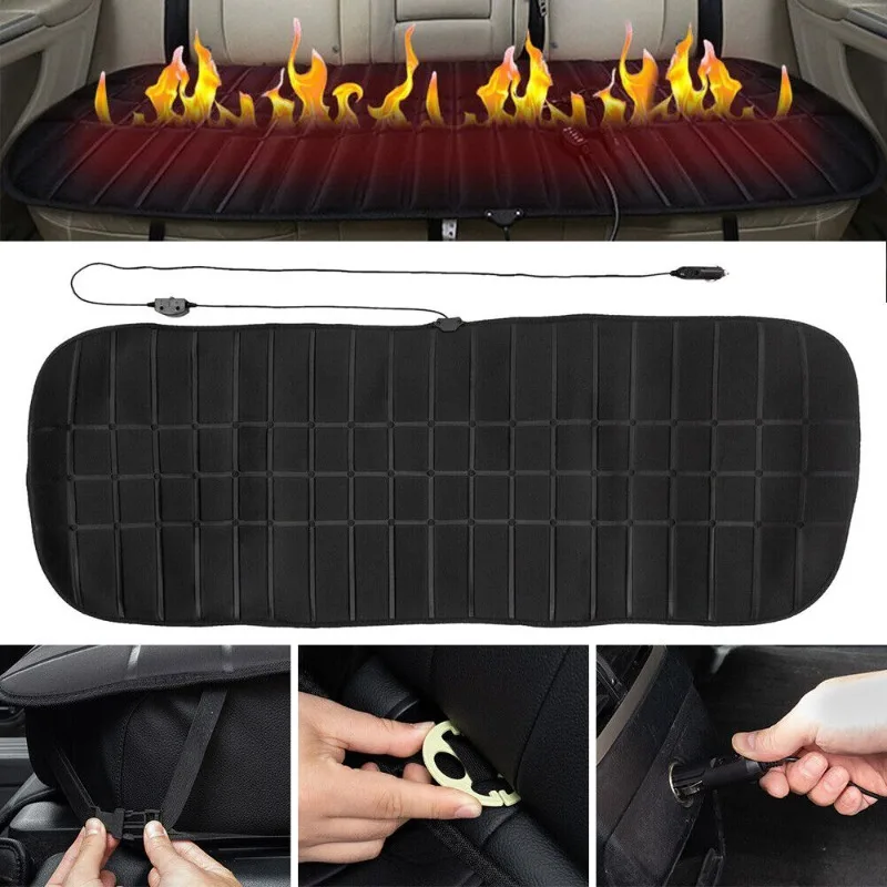 

12V Car Second Row Heated Rear Seat Cover Seat Heating Pad Universal Winter Warming Foldable Heater Protective Pad Accessories