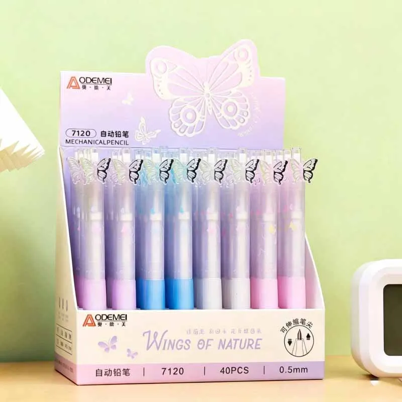 40pcs/lot Kawaii Butterfly Mechanical Pencil Cute 0.5/0.7MM Drawing Writing Automatic Pen School Office Supplies