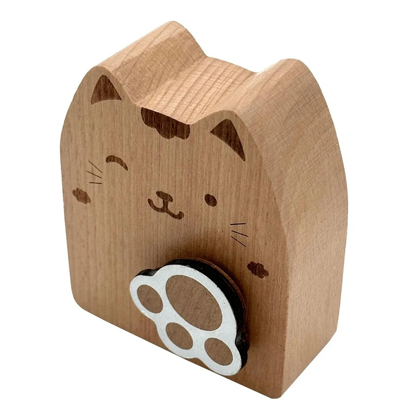 

Promotion! Wood Cat Wind Up Music Box, Rotating Mechanism Movement Musical For Birthday Gifts