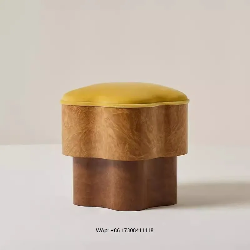 

Nordic designer casual dining stool solid wood ash wood dressing stool with lambskin modern home furniture