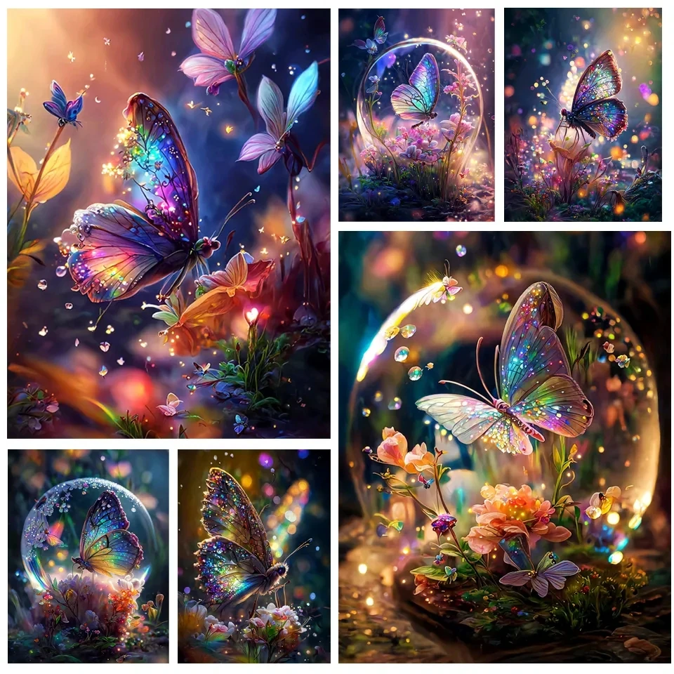 Full Drill Diamond Painting Animals Butterfly Flower DIY Picture Of Rhinestone 5D Diamond Embroidery Cross Stitch Decor S1009