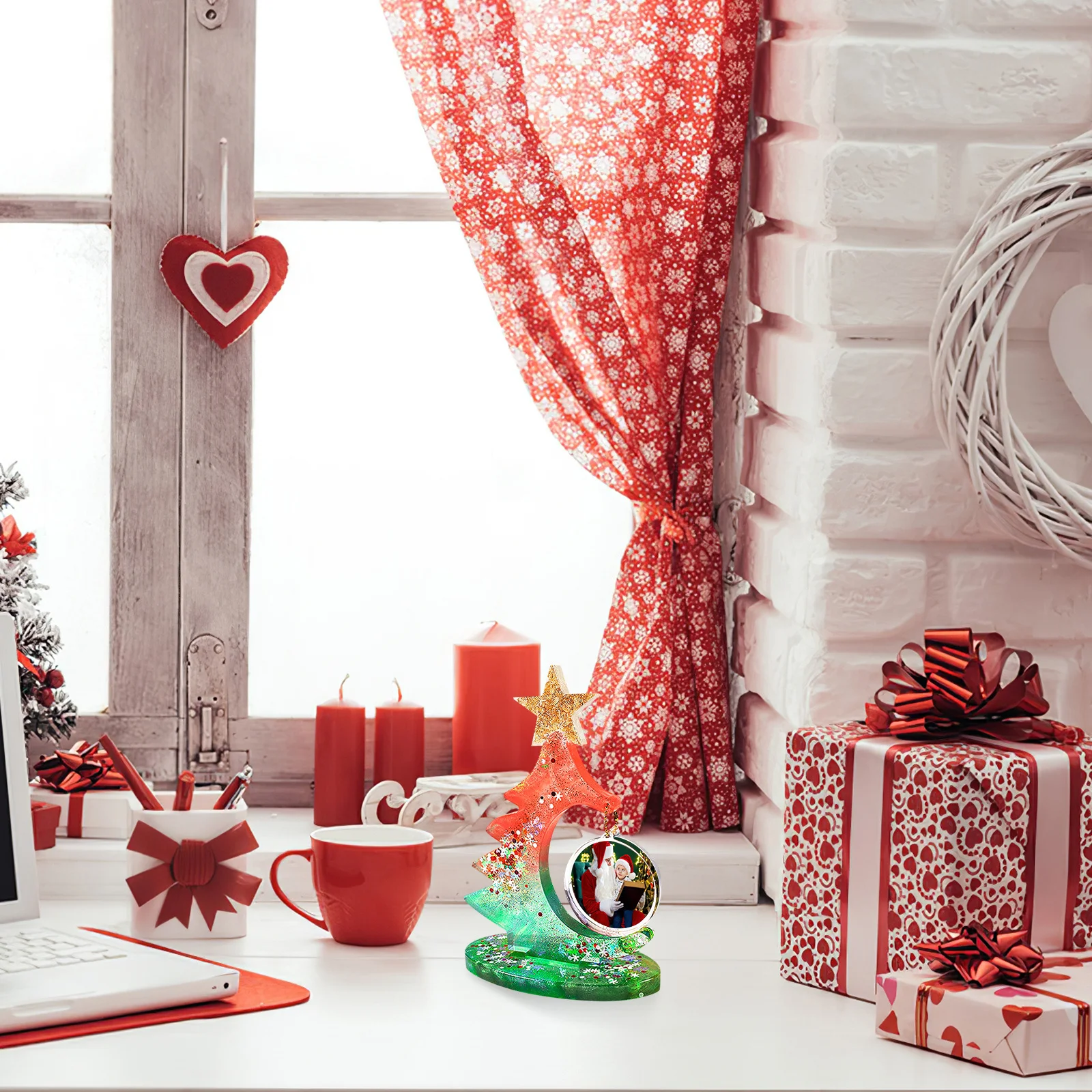 

1 set Christmas Tree Mold Silicone Craft Epoxy Resin Heart Shaped Ornament Molds DIY Home Decor Holiday Gift Display