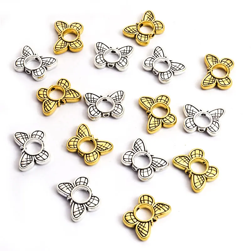 10Pcs Mental Color Plated Butterfly Loose Bead Alloy Spacer Large Hole Bead DIY Making Funny Earring Braclet Jewelry Accessory