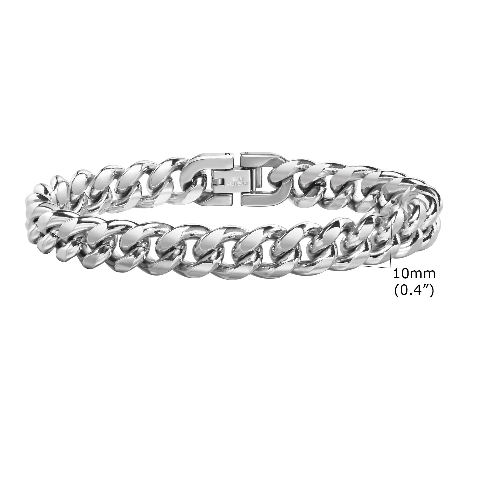 Vnox 8Mm/10Mm Bold Cubaanse Ketting Armbanden Voor Mannen, Zwart Roestvrij Staal Miami Curb Links Polsband, Dikke Mannelijke Jongens Sieraden