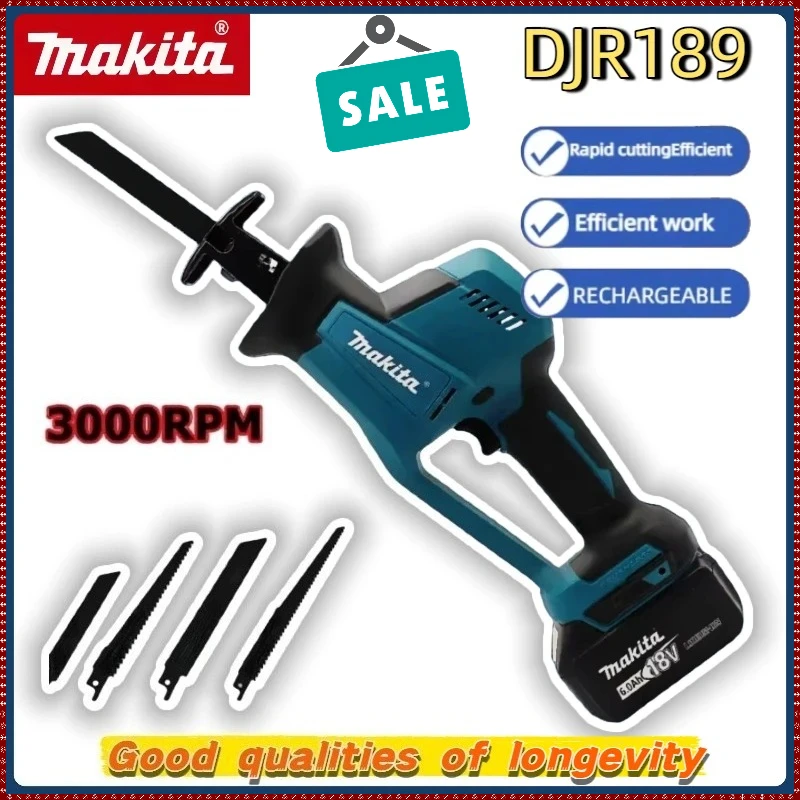 

Аккумуляторная бесщеточная сабельная пила Makita DJR189 для резки дерева и металла, портативный электроинструмент