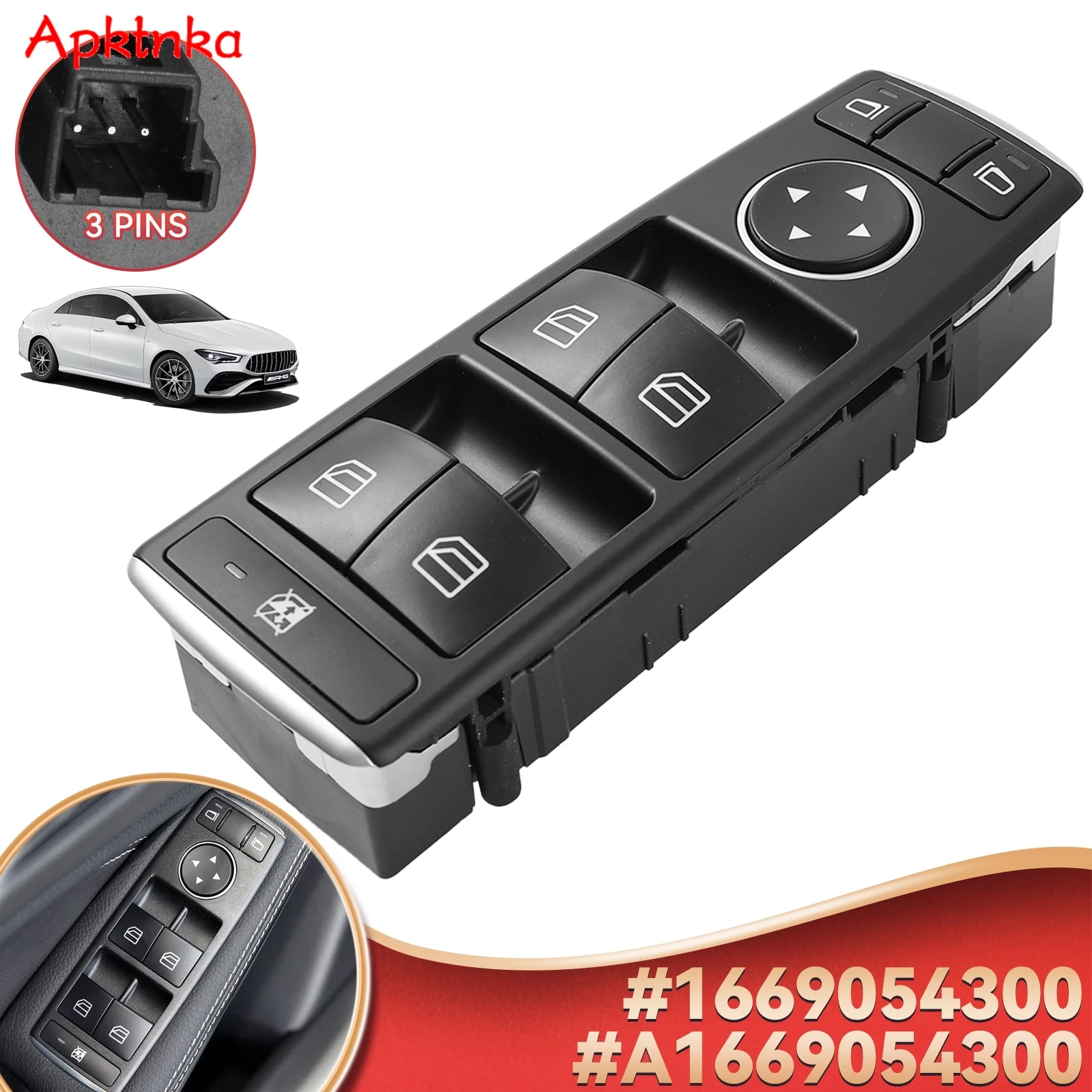 

A1669054300 1669054300 Front Left Power Window Control Switch For Mercedes Benz W242 W166 X156 C117 CLA GLA GLE GLS GL M B Class