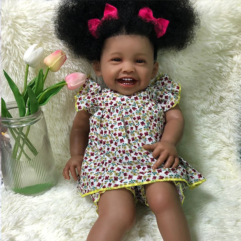 

Hoomai 24" Black Skin Mila Baby Doll Touch Girl Doll Baby Reborn Toys Cosplay Toddler Birthday Gifts