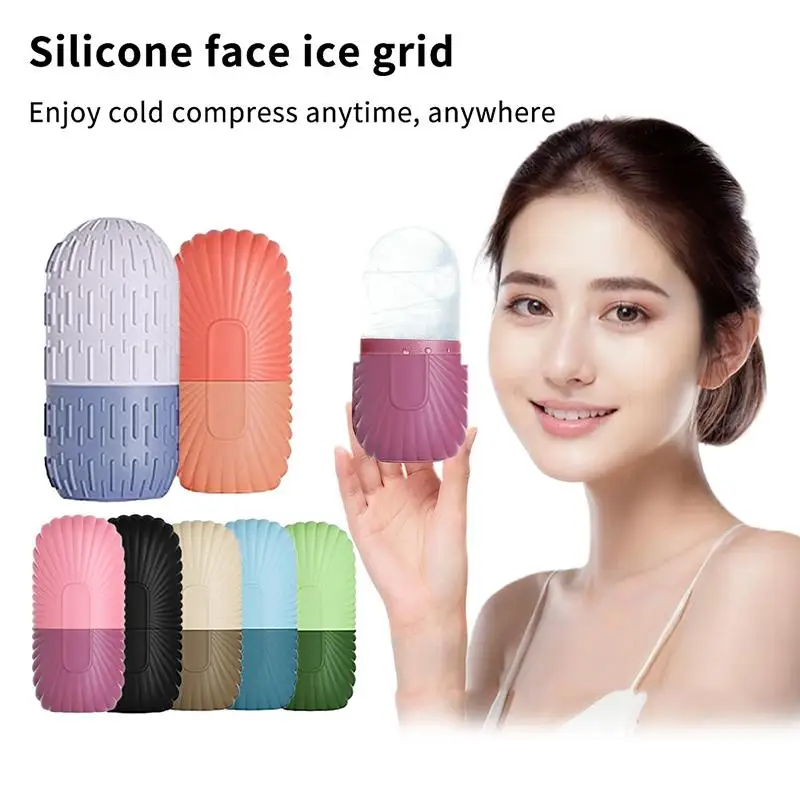 Ice Ball Facial Massage Tray with Silicone Mold, Face Lifting Contouring Ice Roller, Eye Care Pore Shrinking Beauty Tool
