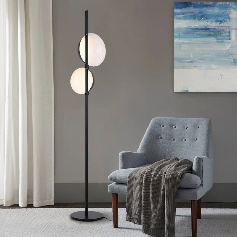 LED luxury floor lamp Modern designer iron floor lamp For Living Room Black Or Gold Double Lampshade