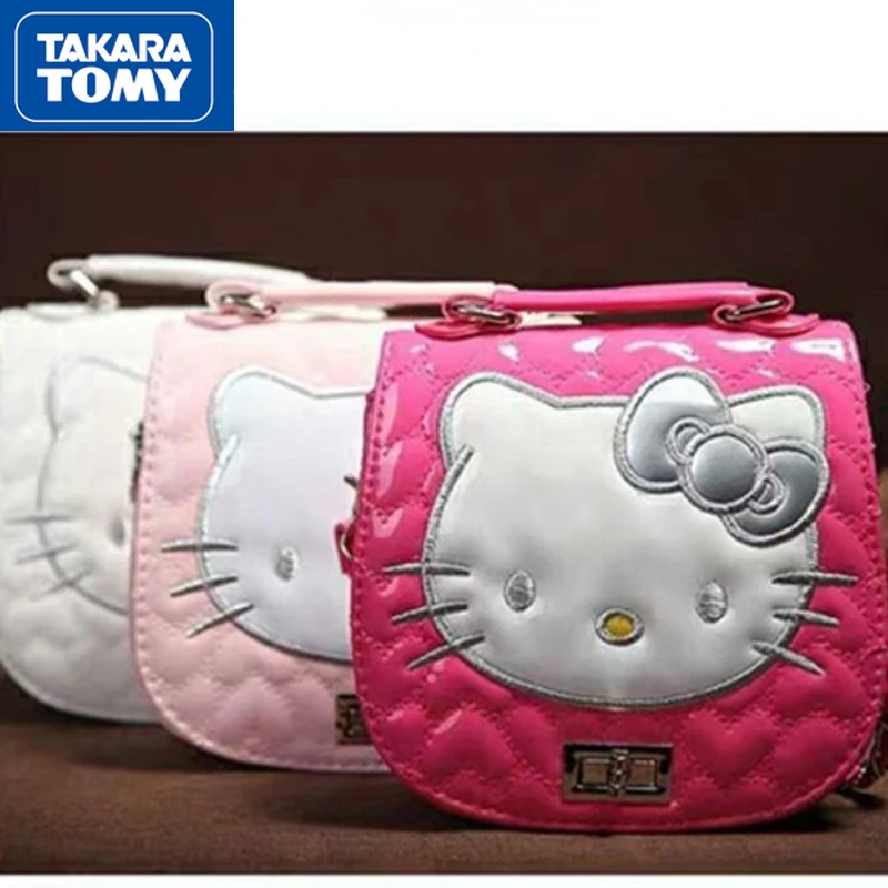 

TAKARA TOMY Children's Hello Kitty New Slip Surface Embroidery Diamond Small Objects Messenger Bag Girls Sweet Shoulder Bag