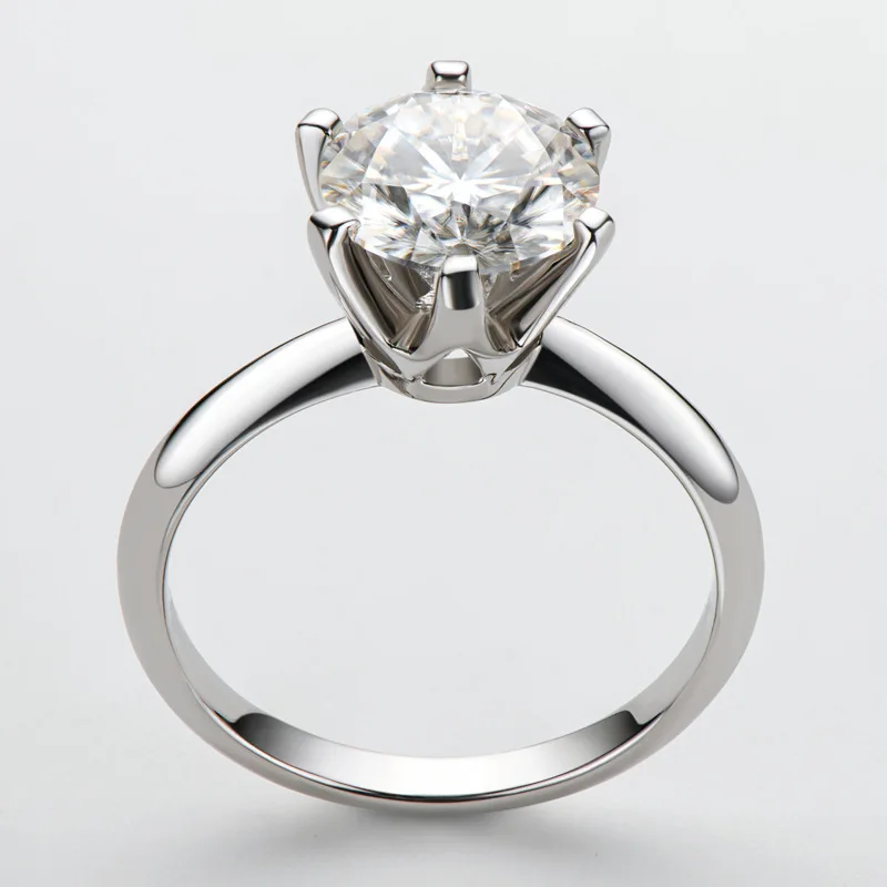 Anéis Moissanite para Mulheres, Brilhante Cor D Diamante, Anel Promise, Banhado a Ouro, Prata Esterlina 925, Eternidade, Banda de Casamento, 3ct