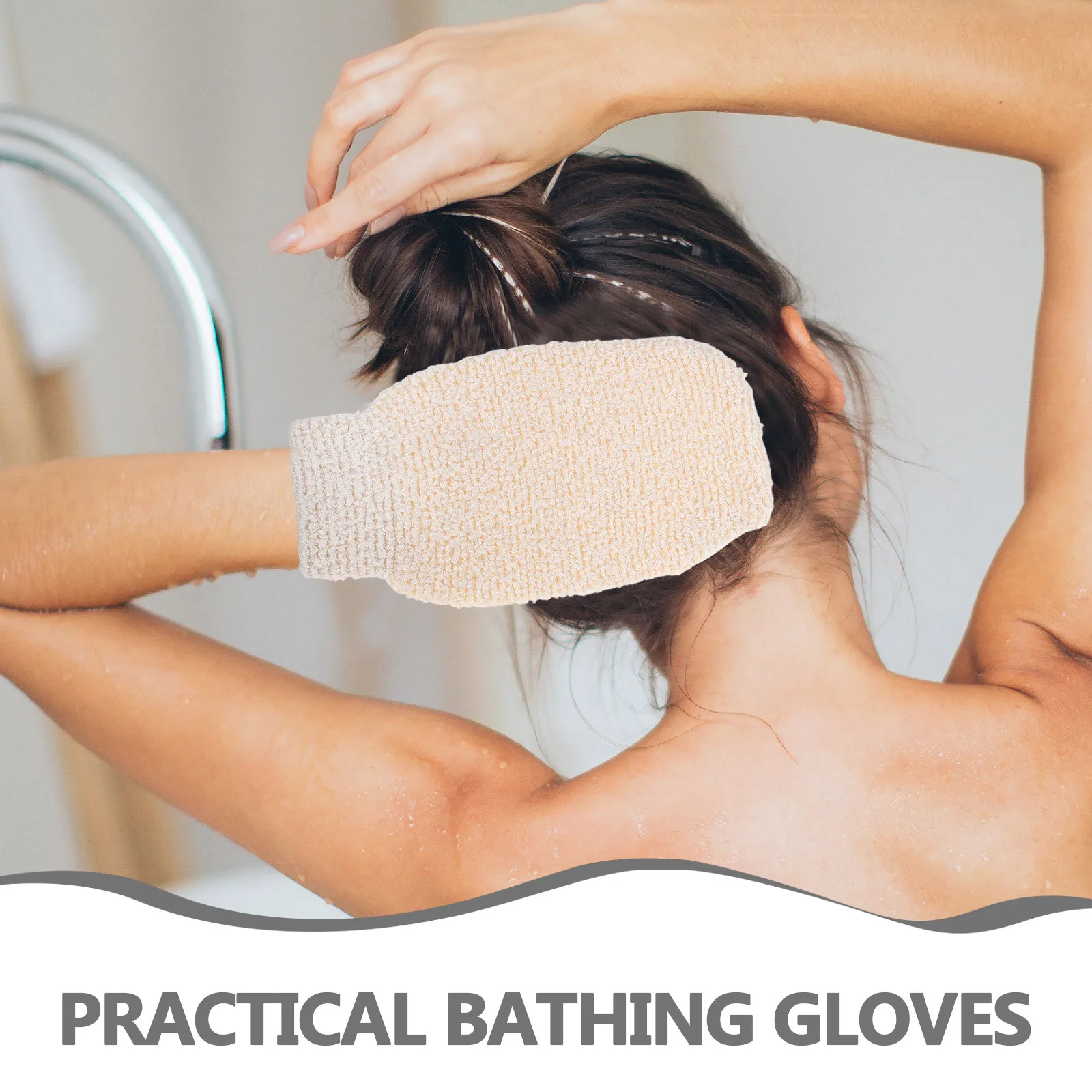 2 قطعة قفازات الاستحمام مزدوجة الوجهين ألياف الخيزران مقشر قفازات لتدليك الجسم الظهر الغسيل الاستحمام اكسسوارات #6