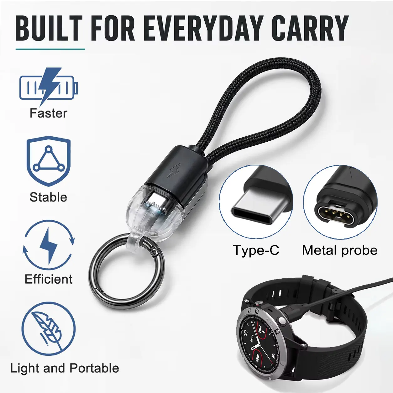 Type-C Watch Charger Cable for Garmin Fenix 7 7S 7X 6 6S 6X 5 5X 5S Approach S60/S40/S42 Forerunner 945 935 Charger Dock