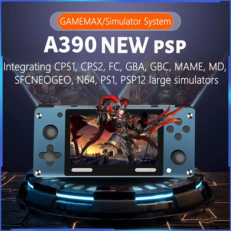 New A390 handheld game console 4-inch IPS high-definition screen 12 emulators GAMEMAX system nostalgic game console 10000 games