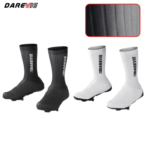 Imagen 2 del producto DAREVIE AERO-cubiertas para zapatos de ciclismo, longitud UCI, reduce la resistencia al viento, impermeables, antideslizantes, para ciclismo de montaña y carretera, calcetines para ciclismo para hombre